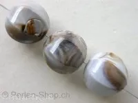 Plasticbeads round marbled, brown, ±14mm, 4 pc.