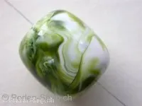 Plasticbeads cylinder marbled, green, ±24x21mm, 1 pc.