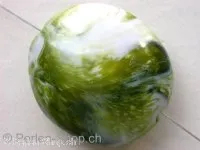 Kunststoffperle flach marmoriert, grün, ±32x29mm, 1 Stk.