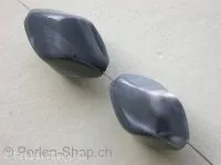 Plasticbeads oval marbled, grey, ±19x13mm, 4 pc.