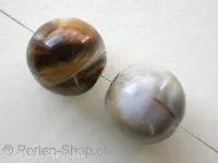 Plasticbeads round marbled, brown, ±16mm, 3 pc.