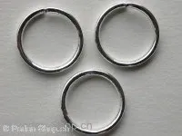 Jump ring, 15mm, silver colored, 10 pc.