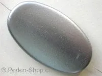 Kunststoffperle flach oval, silber metalic, ±51mm, 1 Stk.