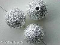 Metalbeads round, 14mm, silver color, 3 pc.