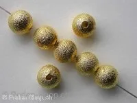Metalbeads round, 8mm, gold color, 7 pc.