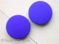 Plasticbeads frosted round flat, blue, ±25mm, 3 pc.