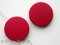 Kunststoffperle matt flach rund, rot, ±25mm, 3 Stk.