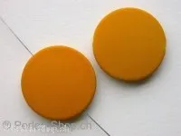 Plasticbeads frosted round flat, yellow, ±25mm, 3 pc.
