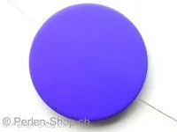 Plasticbeads frosted round flat, blue, ±42mm, 1 pc.
