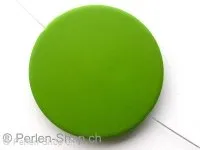 Plasticbeads frosted round flat, green, ±42mm, 1 pc.