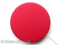 Plasticbeads frosted round flat, red, ±42mm, 1 pc.