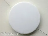 Plasticbeads frosted round flat, white, ±42mm, 1 pc.