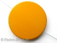 Plasticbeads frosted round flat, yellow, ±42mm, 1 pc.