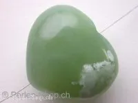 Pendant heart, jade, ±40x45x25mm, 1pc.