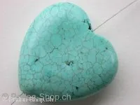 Pendant heart, from turqouise, ±38x38x14mm, 1pc.