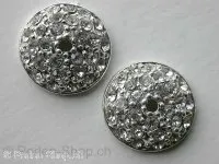 Perlenkappe mit ±28 strasssteine, ±16mm, silberfarbig, 1 Stk.