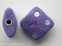 Kashmir Beads Cube, purple, ±25mm, 1 pc.