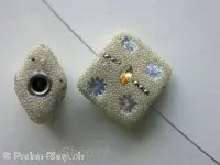 Kashmir Beads Cube, beige, ±20mm, 1 pc.