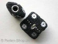 Kashmir Beads Cube, black, ±20mm, 1 pc.