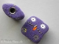 Kashmir Beads Cube, purple, ±20mm, 1 pc.
