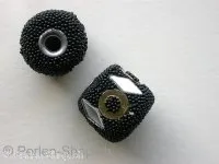 Kashmir Beads Tube, black, ±16mm, 1 pc.