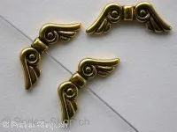 Wing, ±21x8mm, gold color, 1pc.