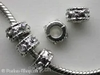 Metalbeads space with 4 rhinestones, ±6x9mm, 1 pc.
