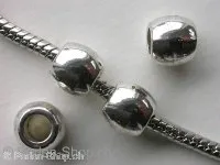 Metalbeads cylinder, ±8x9m, silver color, 3 pc.