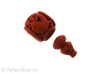 Cinnabar Guru Bead, Color: red, Size: ±15mm, Qty: 1 pc.