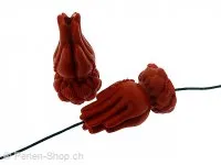 Cinnabar Hand, Color: red, Size: ±39x23mm, Qty: 1 pc.