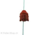 Cinnabar Buddha, Color: red, Size: ±12x10x8mm, Qty: 1 pc.