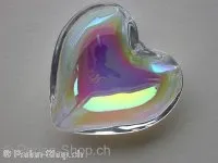 Pendant glass heart, ±42x42mm, 1pc.