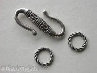Clasp with 2x8mm ring, ±23mm, antik silber color, 1 pc.