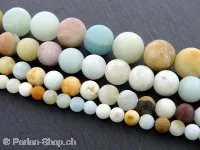Amazonite frosten, Semi-Precious Stone, Color: multi, Size: ±4mm, Qty: 1 string 16" (±91 pc.)