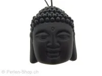 Buddha Obsidian, Color: black, Size: ±49x37x15mm, Qty: 1 pc.
