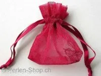 Gift bag (Organza), silk, dark red, ±5x6cm, 1 pc.