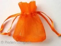Gift bag (Organza), silk, orange, ±5x6cm, 1 pc.