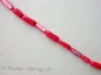 Shell Beads rectangle, red, ±12x5mm, string ± 32 pc.