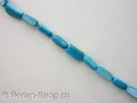Shell Beads rectangle, turquoise, ±12x5mm, string ± 32 pc.