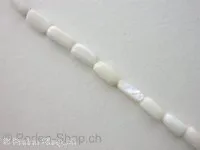 Shell Beads rectangle, white, ±12x5mm, string ± 31 pc.