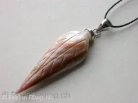 Pendant shell, leave, ±55x18mm, 1 pc.