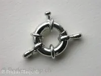 Clasp round with Ring, 15mm, platinum color, 1 pc.