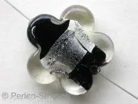 Silver Foil Butterfly crystal/black, ±25mm, 1 pc.