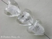 Silver Foil Heart, crystal, ±12mm, 5 pc.