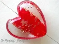 Gold Foil Heart, red, ±34mm, 1 pc.