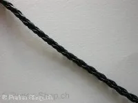 Imitation L Cord plaited (Bolo), black, ±3mm, 100cm