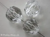 Facette-Geschliffen Acryl-Kugeln, rund, 17mm, kristall, 2 Stk