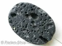 Lava Stone, flat oval, ±35x25mm, 1 pc.