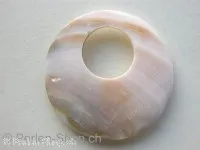 Pendant round with hole, shell, ± 60mm, 1 pc.