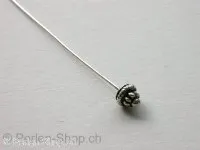 Head Pin with bead, ±53mm, antik silver color, 1 pc.